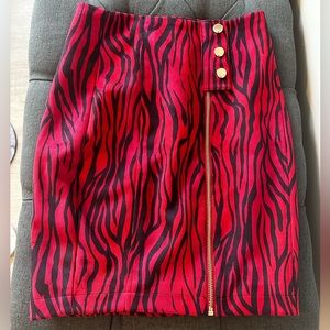 GUESS Suede Zebra Print Mini Pencil Skirt